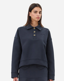 Heavy Fleece Drop Shoulder Polo Shirt - Sky Captain