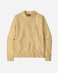 W's Recycled Wool-Blend Crewneck Sweater - Chevron Cable_ Natural