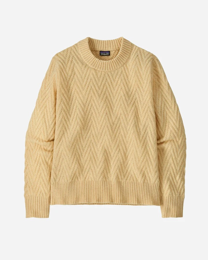 W's Recycled Wool-Blend Crewneck Sweater - Chevron Cable_ Natural