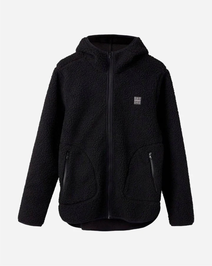 Langli Hooded Pile Jacket - Black