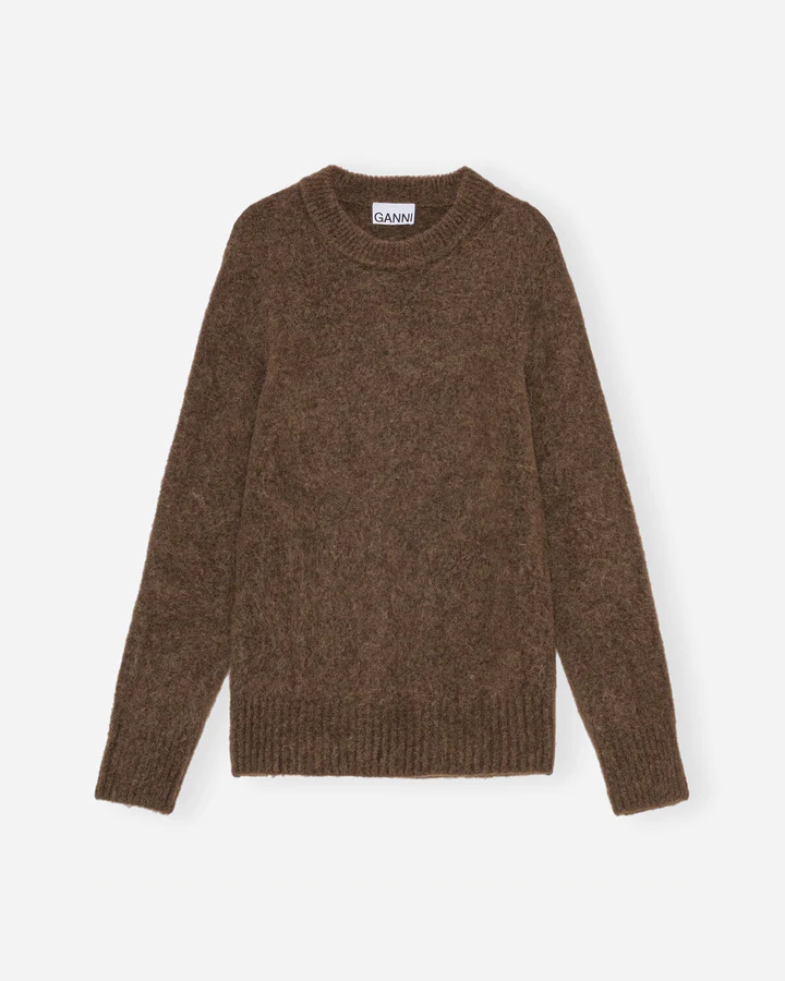 Brushed Alpaca O-neck - Rain Drum